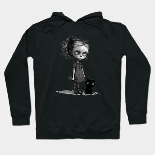 Little Girl with black Cat Hoodie